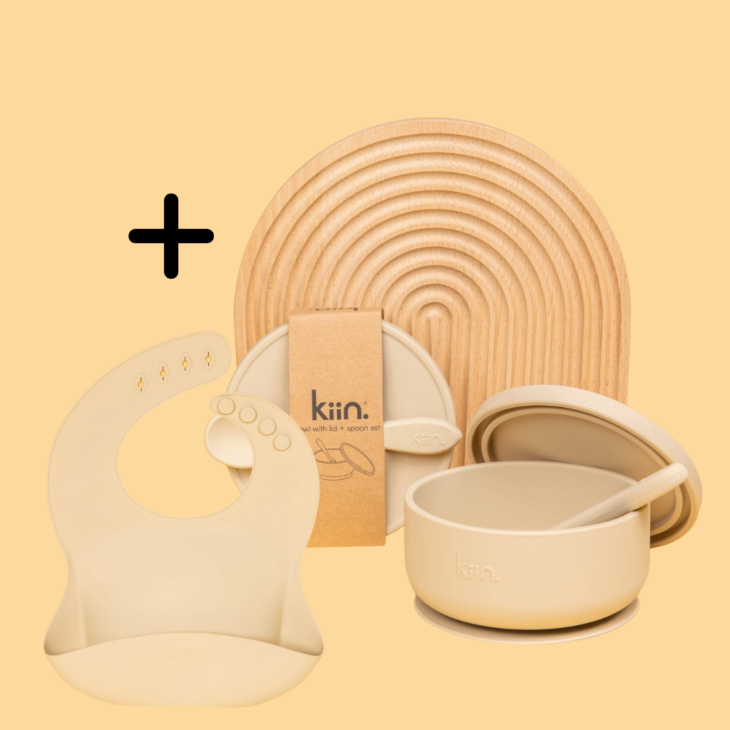 Kiin Baby - Silicone Baby Feeding Set and bib - vanilla 2