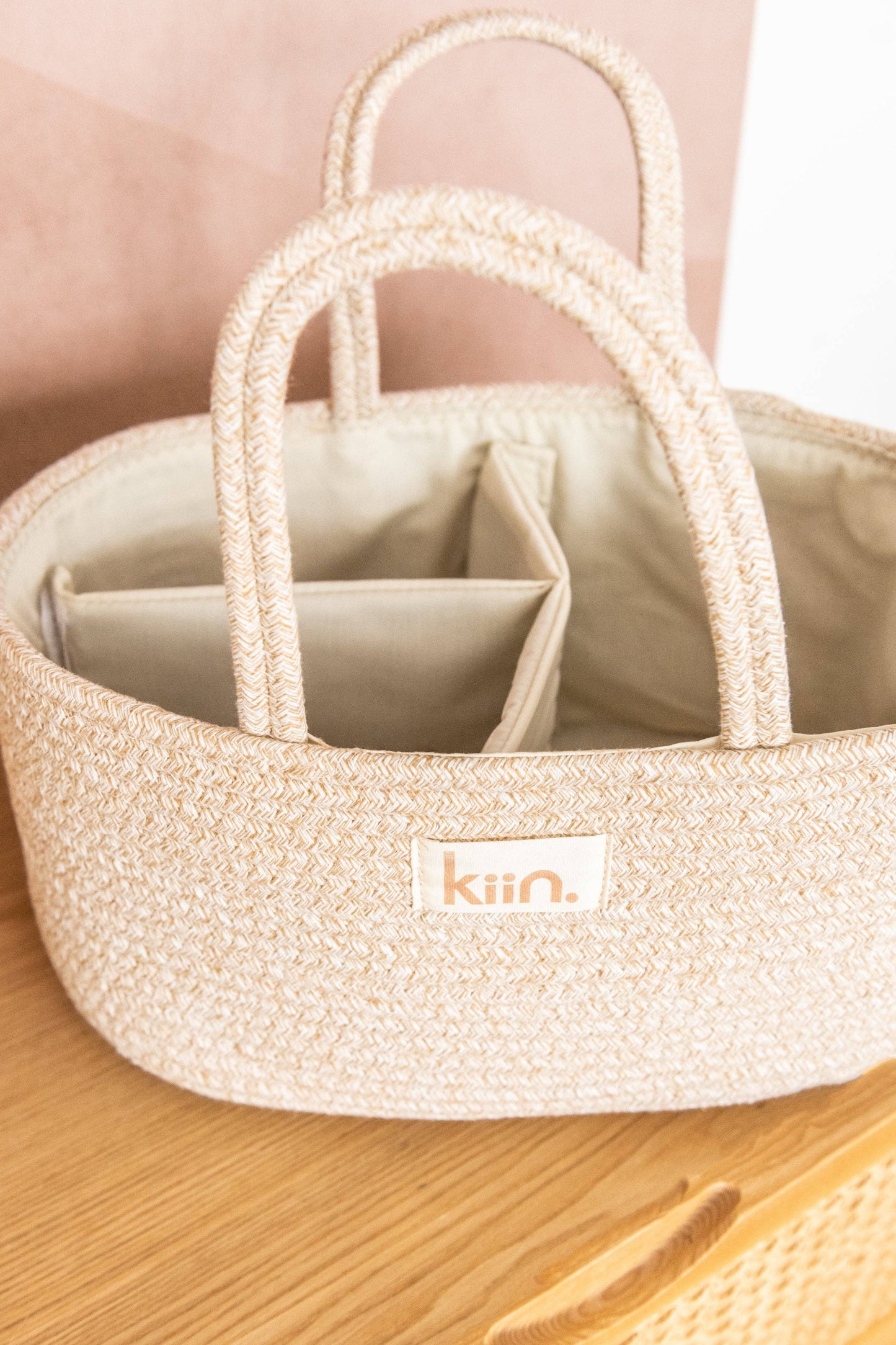 Kiin eco-friendly nappy organizer bag with compartments - top