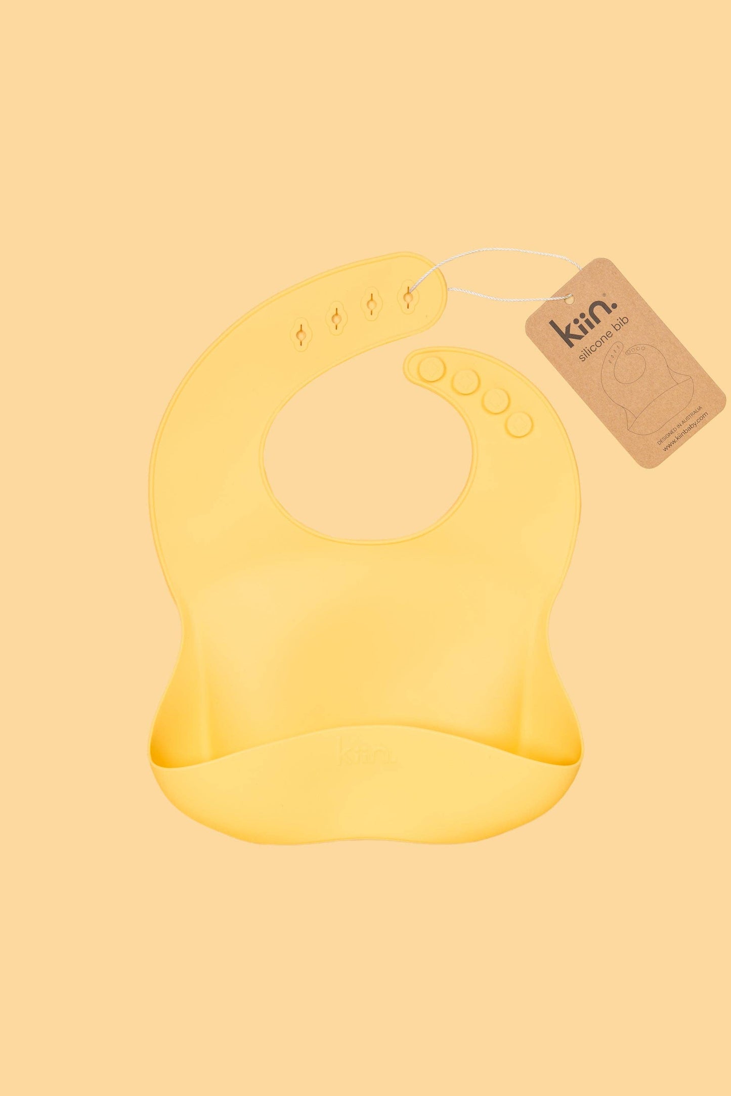 Kiin silicone baby bib with crumb-catching pocket - yellow tag 4