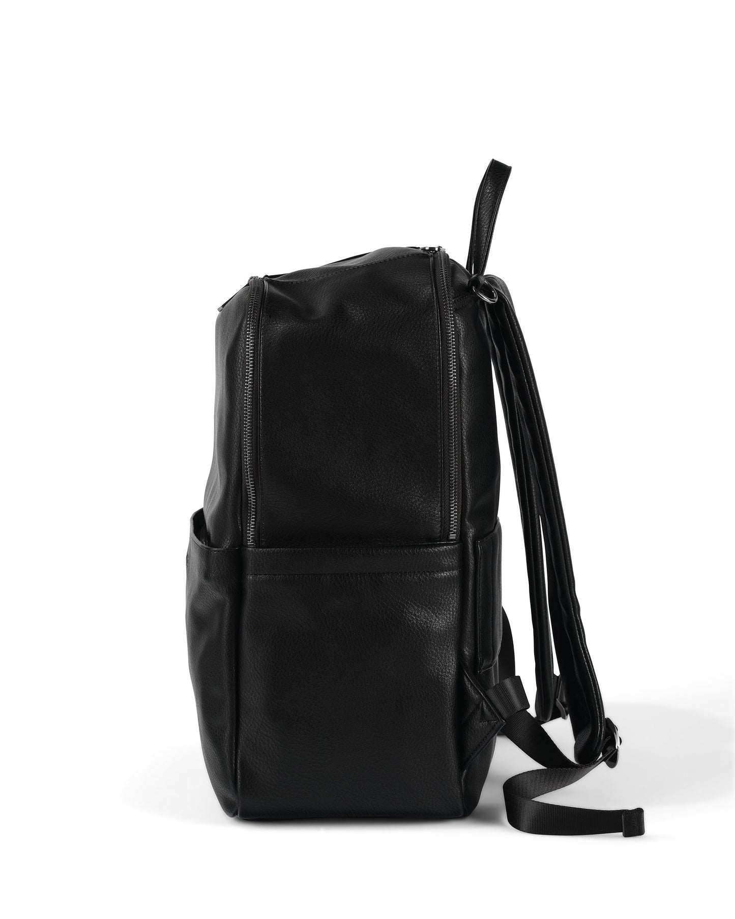 Oi Oi black dimple faux leather nappy bag backpack for modern parents - side