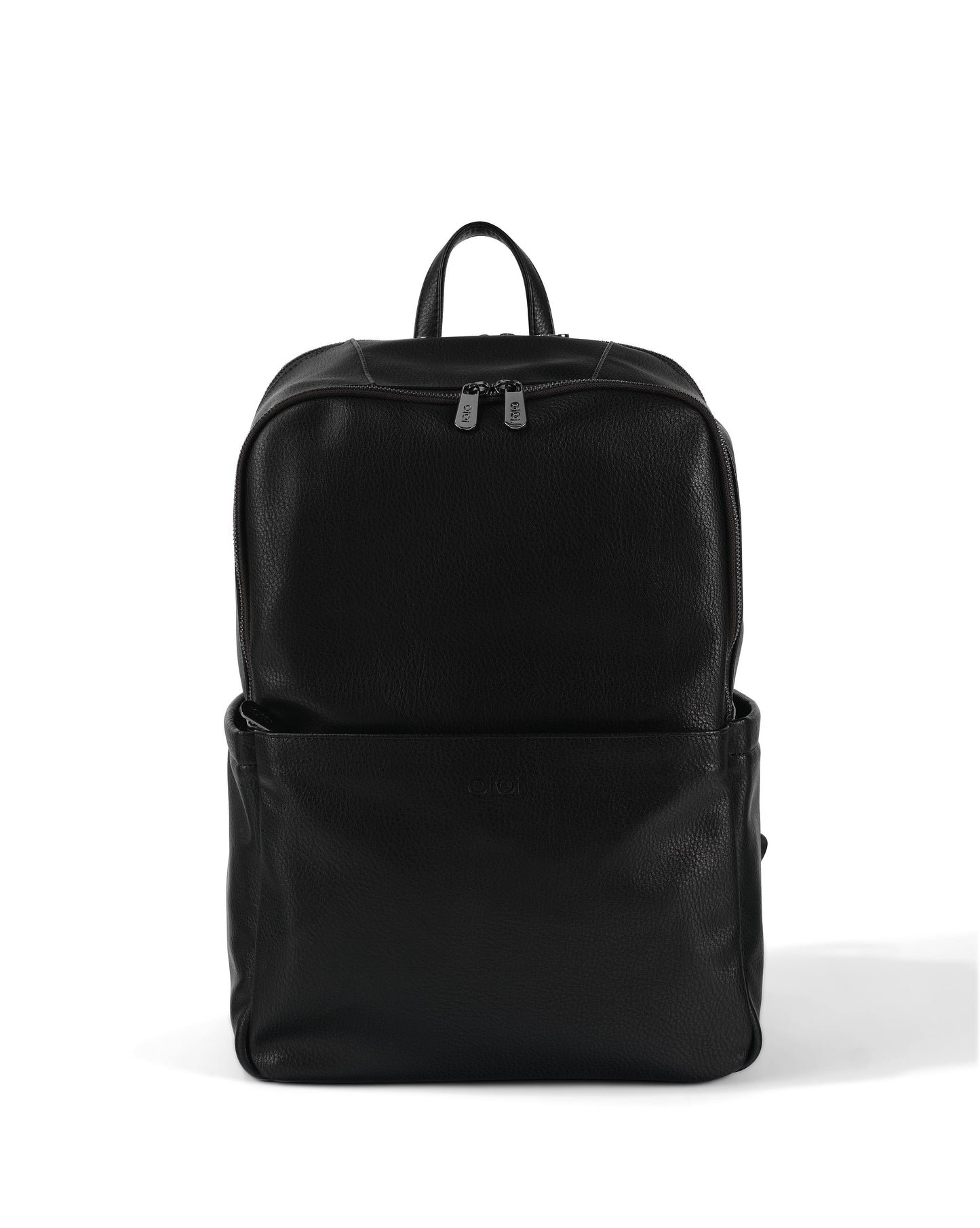 Oi Oi black dimple faux leather nappy bag backpack for modern parents - standing