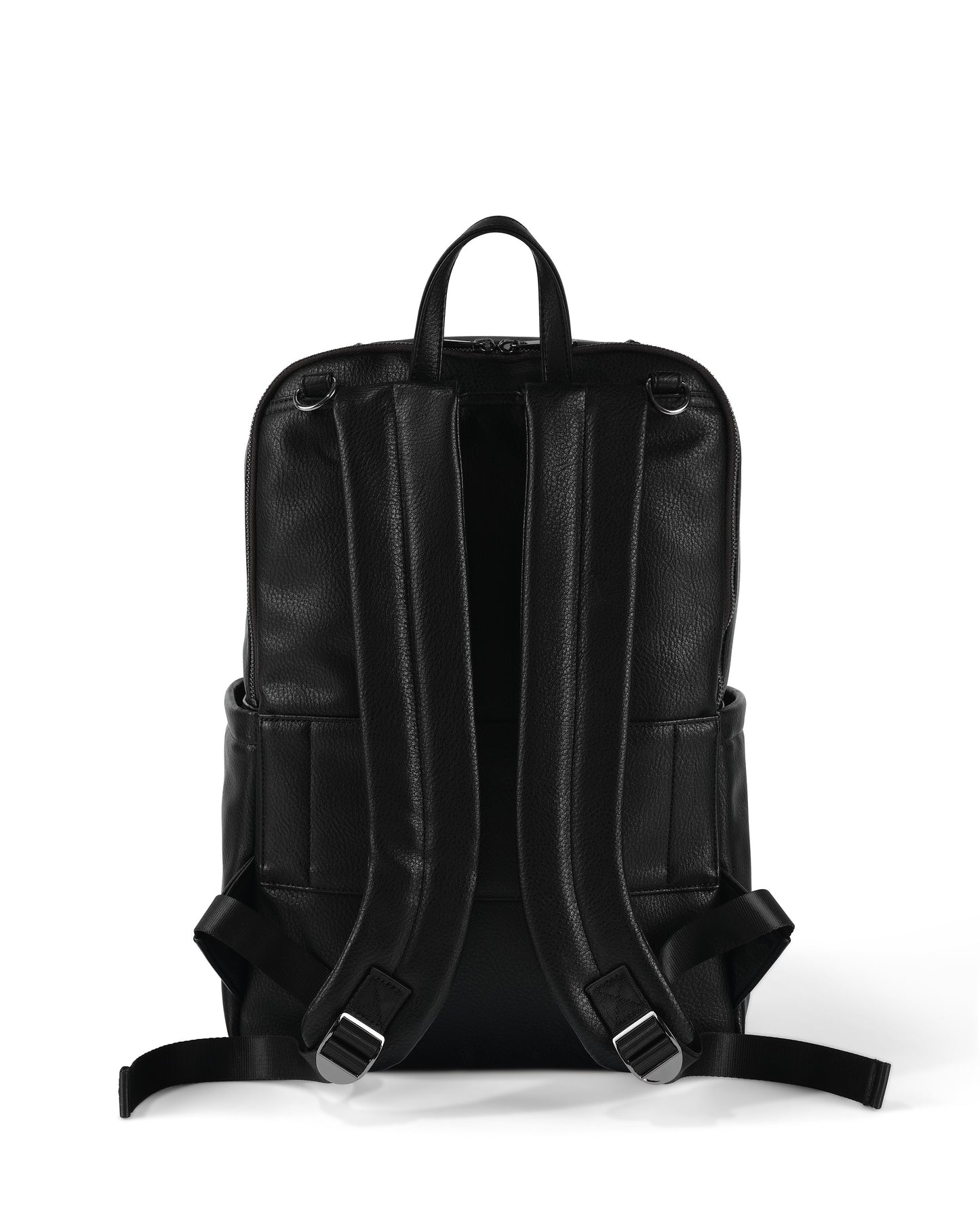 Oi Oi black dimple faux leather nappy bag backpack for modern parents - straps