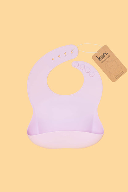 Kiin silicone bib with crumb-catching pocket - pink tag 1