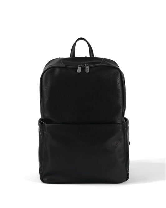 Oi Oi black dimple faux leather nappy bag backpack for modern parents - standing